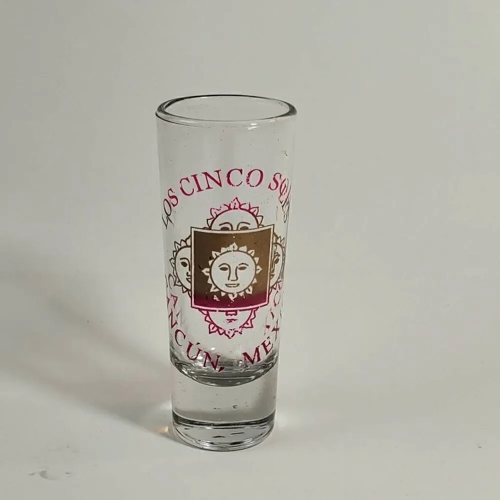 Collectible Shot Glasses Los Cinco Sol Cancun, MX